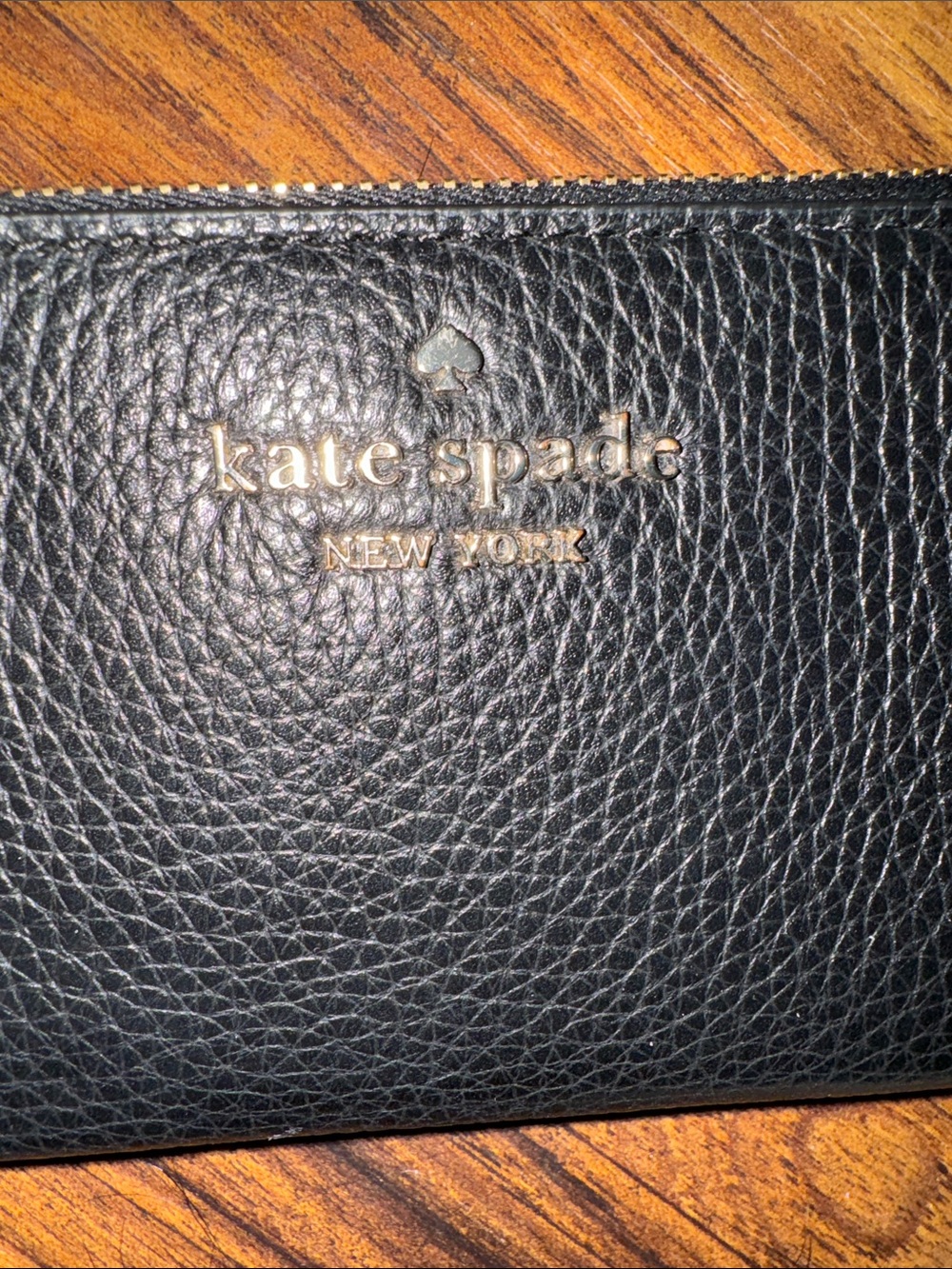kate spade Black Leather Card Case with Gold Logo - Picture 4 of 7